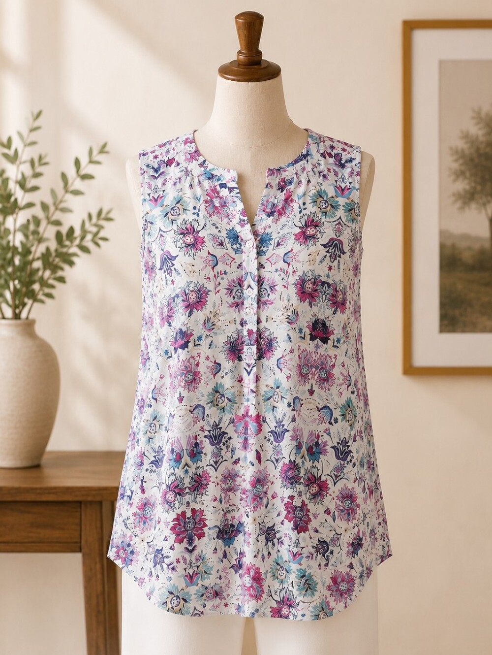 J.Jill‎ Floral Longline Tank | Size Medium